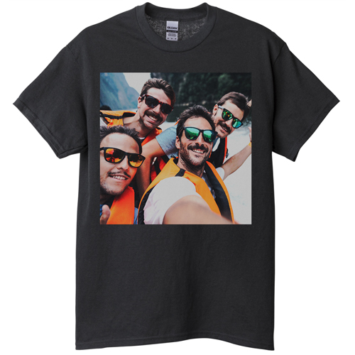 Photo Gallery Square T-shirt, Adult (XL), Black, Customizable front, White, white