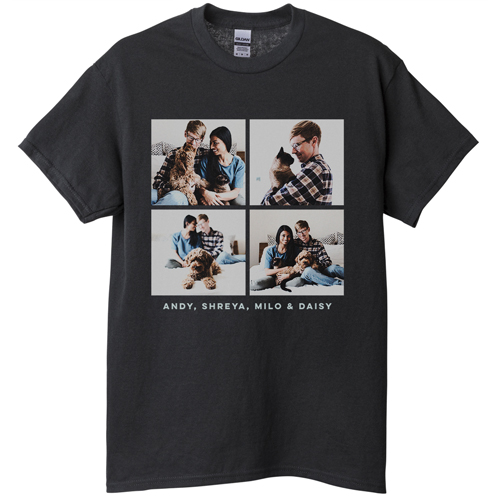 Gallery of Four T-shirt, Adult (XXL), Black, Customizable front, White, white