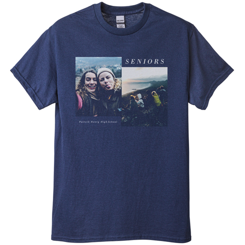 Gallery of Two T-shirt, Adult (XXL), Navy, Customizable front & back, White