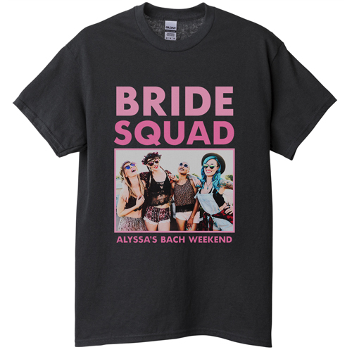 Bachelorette Squad T-shirt, Adult (3XL), Black, Customizable front, Pink