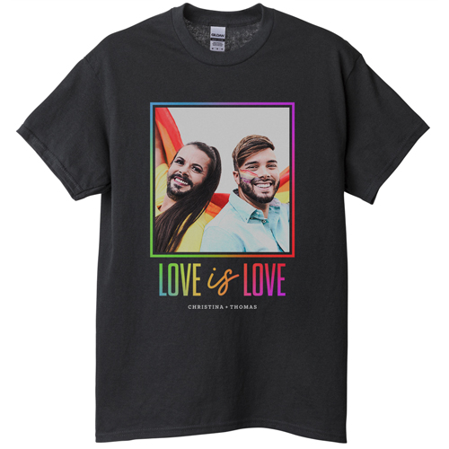 Love and Pride T-shirt, Adult (3XL), Black, Customizable front & back, Black