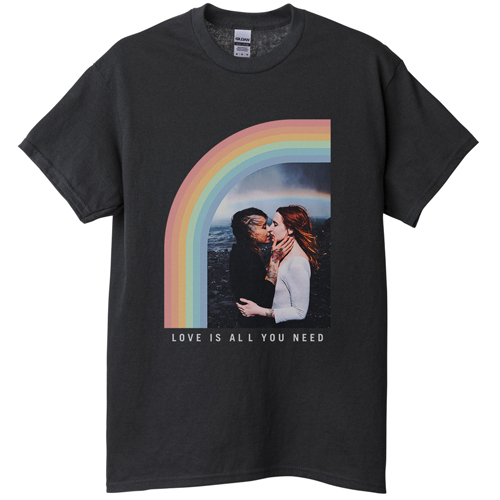 Rainbow Love T-shirt, Adult (3XL), Black, Customizable front & back, Blue