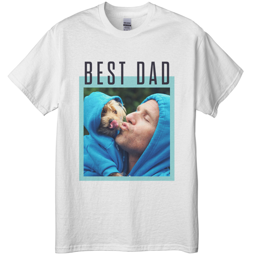 Best Dad Border T-shirt, Adult (3XL), White, Customizable front & back, Green