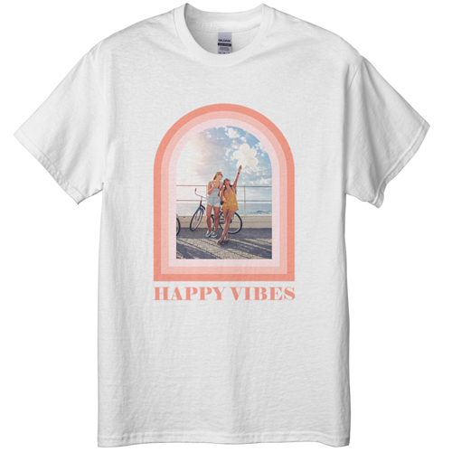 Boho Arch Border T-shirt, Adult (3XL), White, Customizable front, Pink