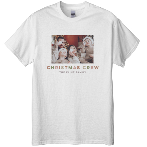 Christmas Crew T-shirt, Adult (3XL), White, Customizable front & back, Gray