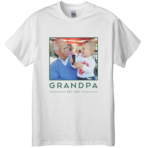 Grandpa Est T-shirt, Adult (3XL), White, Customizable front, Green