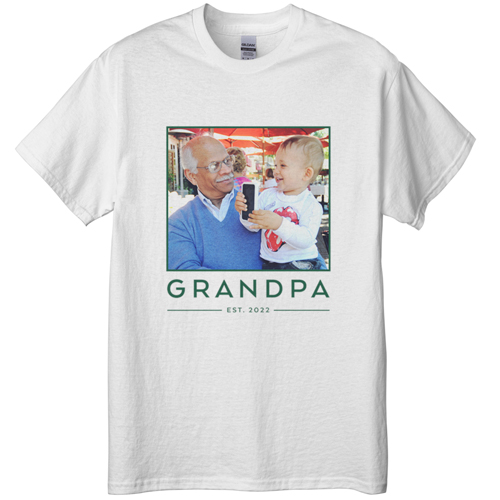 Grandpa Est T-shirt, Adult (3XL), White, Customizable front & back, Green, forest
