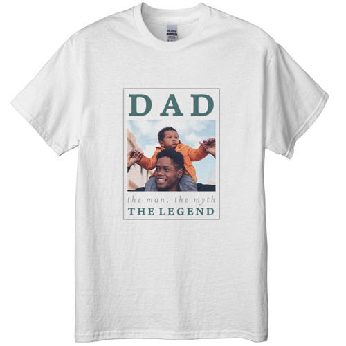 The Dad Legend T-shirt, Adult (3XL), White, Customizable front & back, Gray