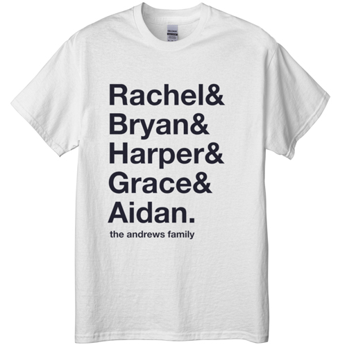 Family Names T-shirt, Adult (3XL), White, Customizable front & back, White, white