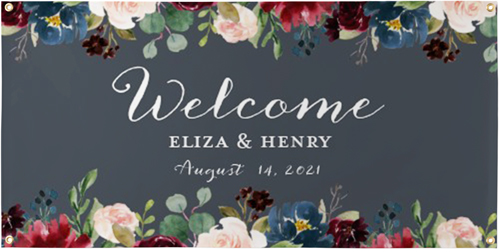 Exquisite Bouquet Vinyl Banner, Gray