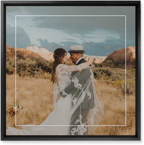 Floating Frame Portrait Wall Art, Black, Single piece, Mounted, 16x16, White, white