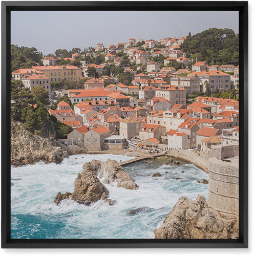 Seaport in Croatia Wall Art, Black, Single piece, Mounted, 16x16, Multicolor