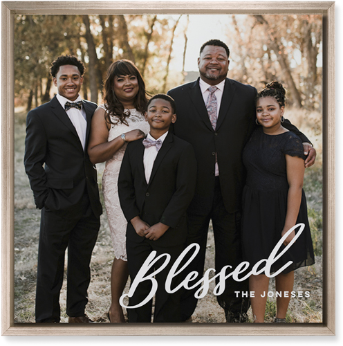 Blessed Letters Wall Art, Metallic, Single piece, Mounted, 16x16, White, white