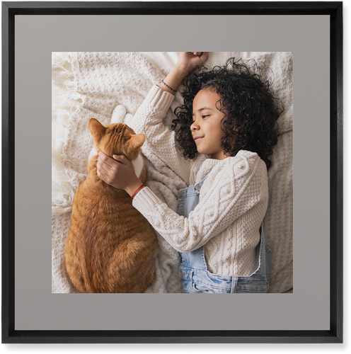 Full Frame One Wall Art, Black, Single piece, Mounted, 16x16, Gray