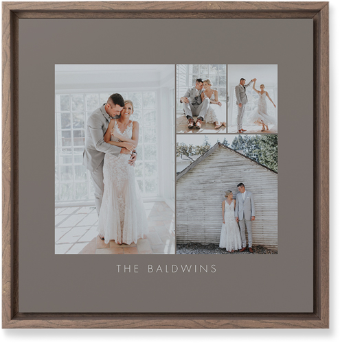 Four Corners Wall Art, Walnut, Single piece, Mounted, 12x12, Gray