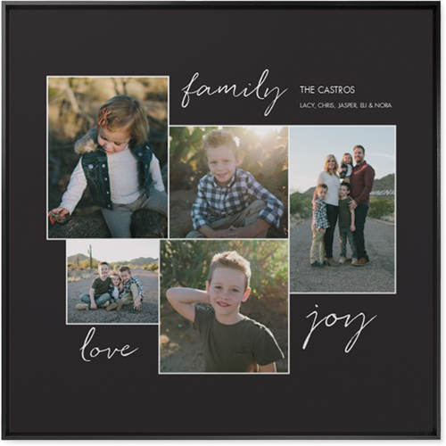 Family Joy Wall Art, Black, Single piece, Mounted, 36x36, Gray