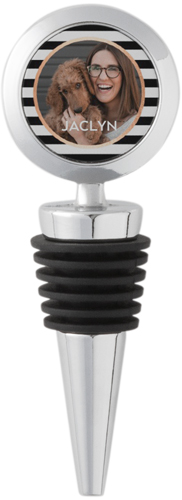 Striped Girls Weekend Wine Stopper, White, white