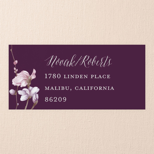 Blossoms of Love Address Label, Purple, Address Label, Matte