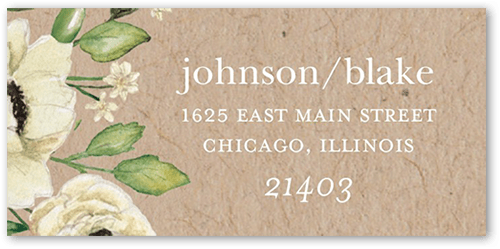 Delightful Blooms Address Label, Brown, Address Label, Matte