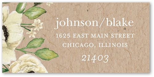 Delightful Blooms Address Label, Brown, Address Label, Matte, Maple
