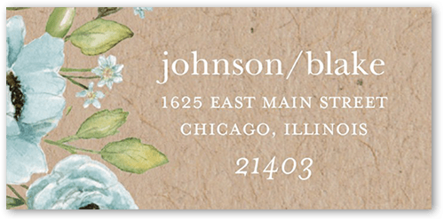 Delightful Blooms Address Label, Blue, Address Label, Matte