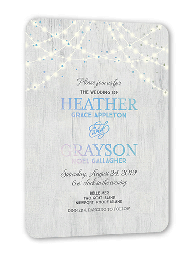 Glowing Celebration Wedding Invitation, Grey, Iridescent Foil, 5x7, Matte, Personalized Foil Cardstock, Rounded, Fog