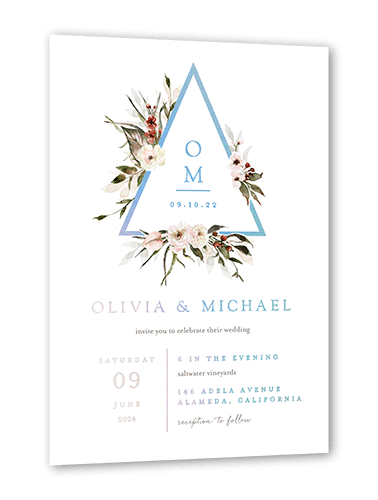 Berry Accent Wedding Invitation, Iridescent Foil, White, 5x7, Matte, Personalized Foil Cardstock, Square
