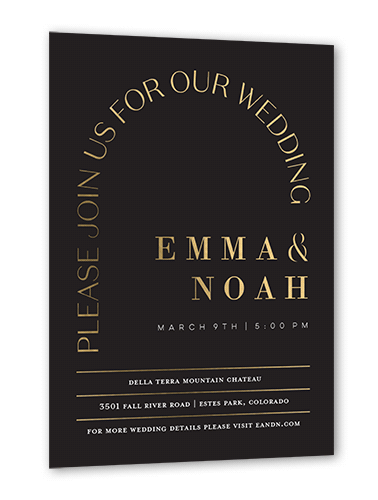 Arched Rehearsal Wedding Invitation, Gold Foil, Grey, 5x7, Matte, Personalized Foil Cardstock, Square, Charcoal