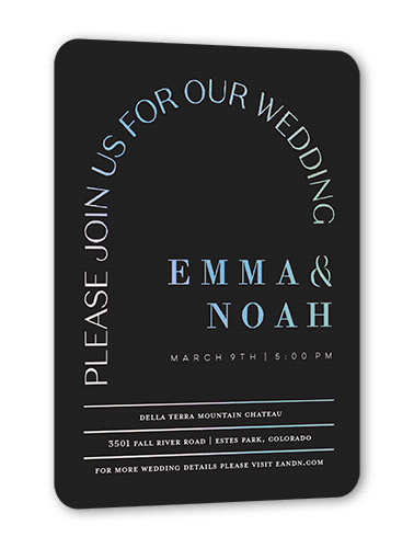 Arched Rehearsal Wedding Invitation, Iridescent Foil, Grey, 5x7, Matte, Personalized Foil Cardstock, Rounded, Charcoal