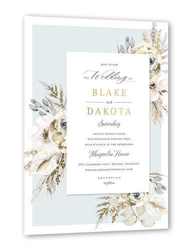 Pastel Hues Wedding Invitation, Grey, Gold Foil, 5x7, Matte, Personalized Foil Cardstock, Square