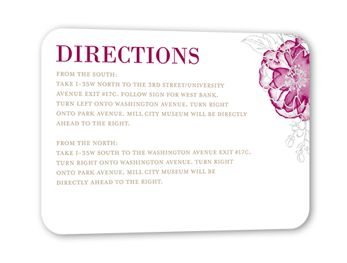 Floral Fringe Wedding Enclosure Card, Silver Foil, Pink, Pearl Shimmer Cardstock, Rounded