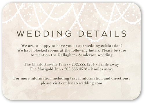 Draping Lights Wedding Enclosure Card, Beige, 100% Recycled Cardstock , Rounded, Antique White