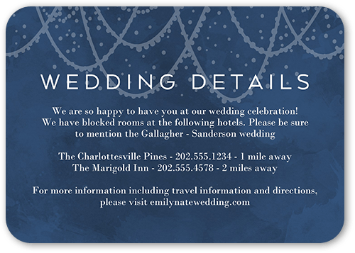 Draping Lights Wedding Enclosure Card, Blue, Signature Smooth Cardstock, Rounded, Navy