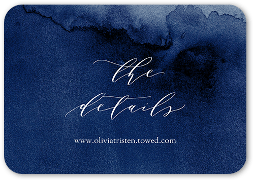 Dusky Botanicals Wedding Enclosure Card, Blue, 100% Recycled Cardstock , Rounded, Midnight