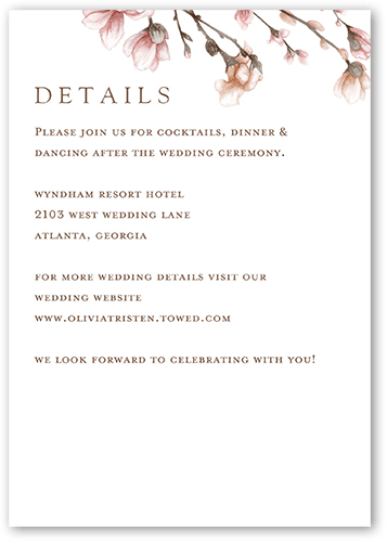 Blossoms of Love Wedding Enclosure Card, Pink, Matte, Pearl Shimmer Cardstock, Square