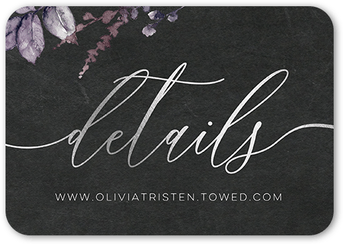 Gleaming Garden Wedding Enclosure Card, Purple, Silver Foil, Pearl Shimmer Cardstock, Rounded, Lilac