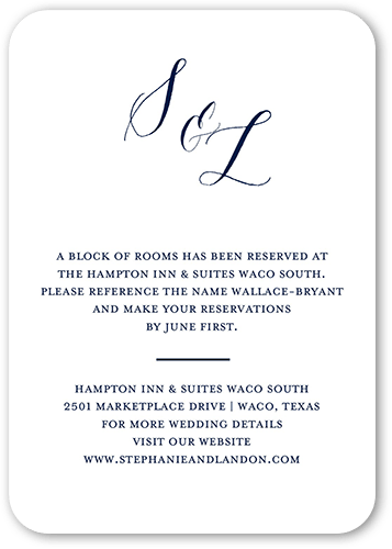 Modern Minimalist Wedding Enclosure Card, Blue, Pearl Shimmer Cardstock, Rounded, Baltic