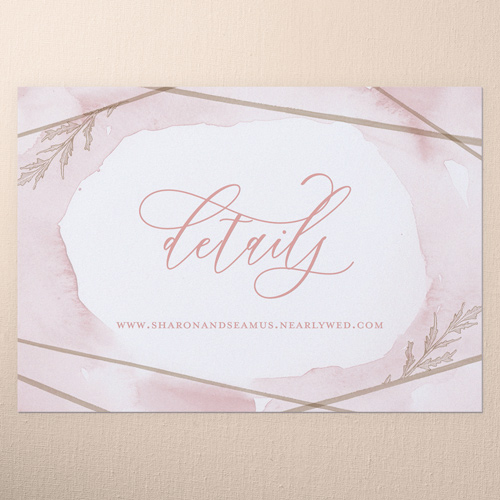 Etched Floral Wedding Enclosure Card, Pink, Matte, 100% Recycled Cardstock , Square