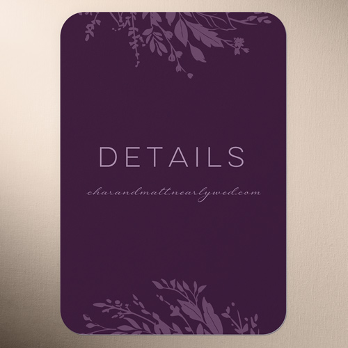 Garland Initials Wedding Enclosure Card, Purple, Signature Smooth Cardstock, Rounded, Eggplant