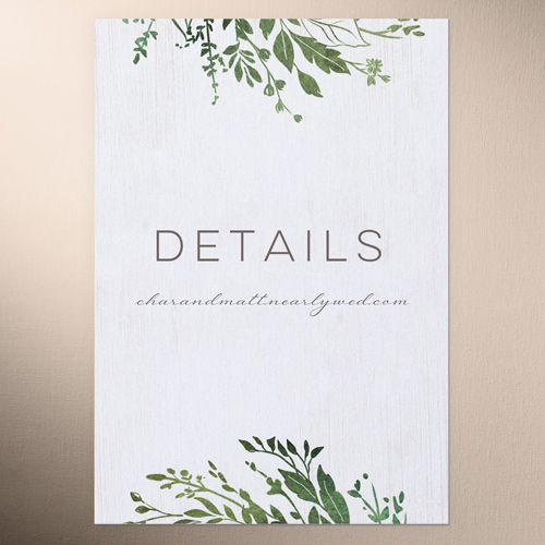 Garland Initials Wedding Enclosure Card, White, Matte, Signature Smooth Cardstock, Square