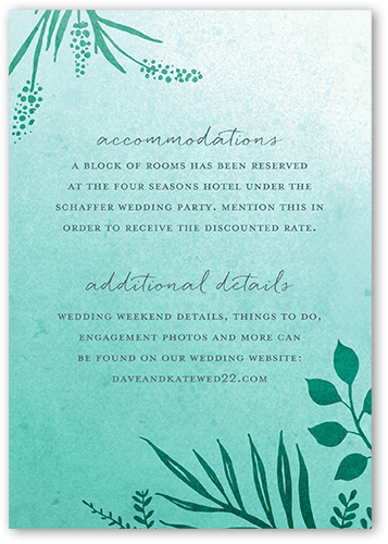 Tropic Fauna Wedding Enclosure Card, Green, Matte, 100% Recycled Cardstock , Square, Tropical
