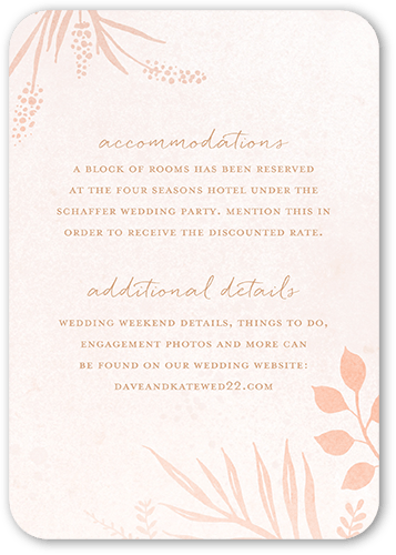 Tropic Fauna Wedding Enclosure Card, Pink, Signature Smooth Cardstock, Rounded, Blush