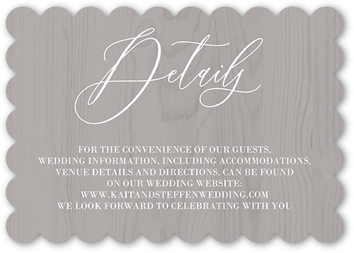 Wedding Crest Wedding Enclosure Card, Grey, Pearl Shimmer Cardstock, Scallop