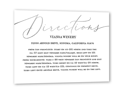 Sterling Script Wedding Enclosure Card, White, Silver Foil, Matte, Pearl Shimmer Cardstock, Square, White