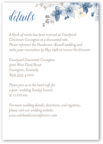 Rustic Wildflowers Wedding Enclosure Card, Blue, Matte, 100% Recycled Cardstock , Square, Chill