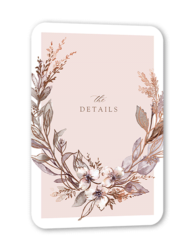 Watercolor Divide Wedding Enclosure Card, Beige, Rose Gold Foil, Pearl Shimmer Cardstock, Rounded, Pearl