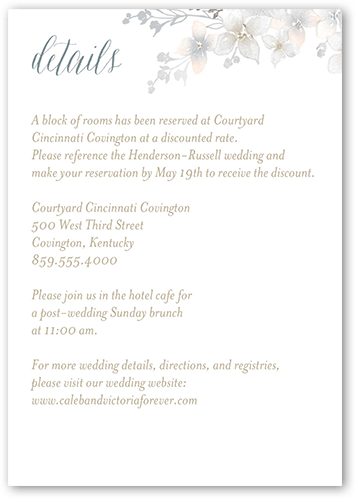 Rustic Wildflowers Wedding Enclosure Card, Grey, Matte, Pearl Shimmer Cardstock, Square