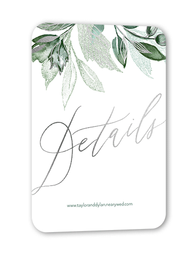 Artfully Adorned Wedding Enclosure Card, Silver Foil, Green, Signature Smooth Cardstock, Rounded