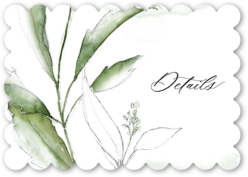 Pictorial Petals Wedding Enclosure Card, Green, Pearl Shimmer Cardstock, Scallop