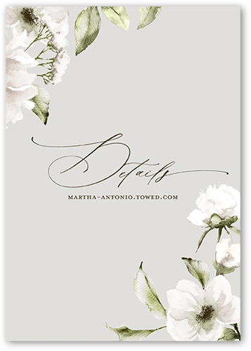 Light Floral Wedding Enclosure Card, Grey, Matte, 100% Recycled Cardstock , Square, Silver Lining
